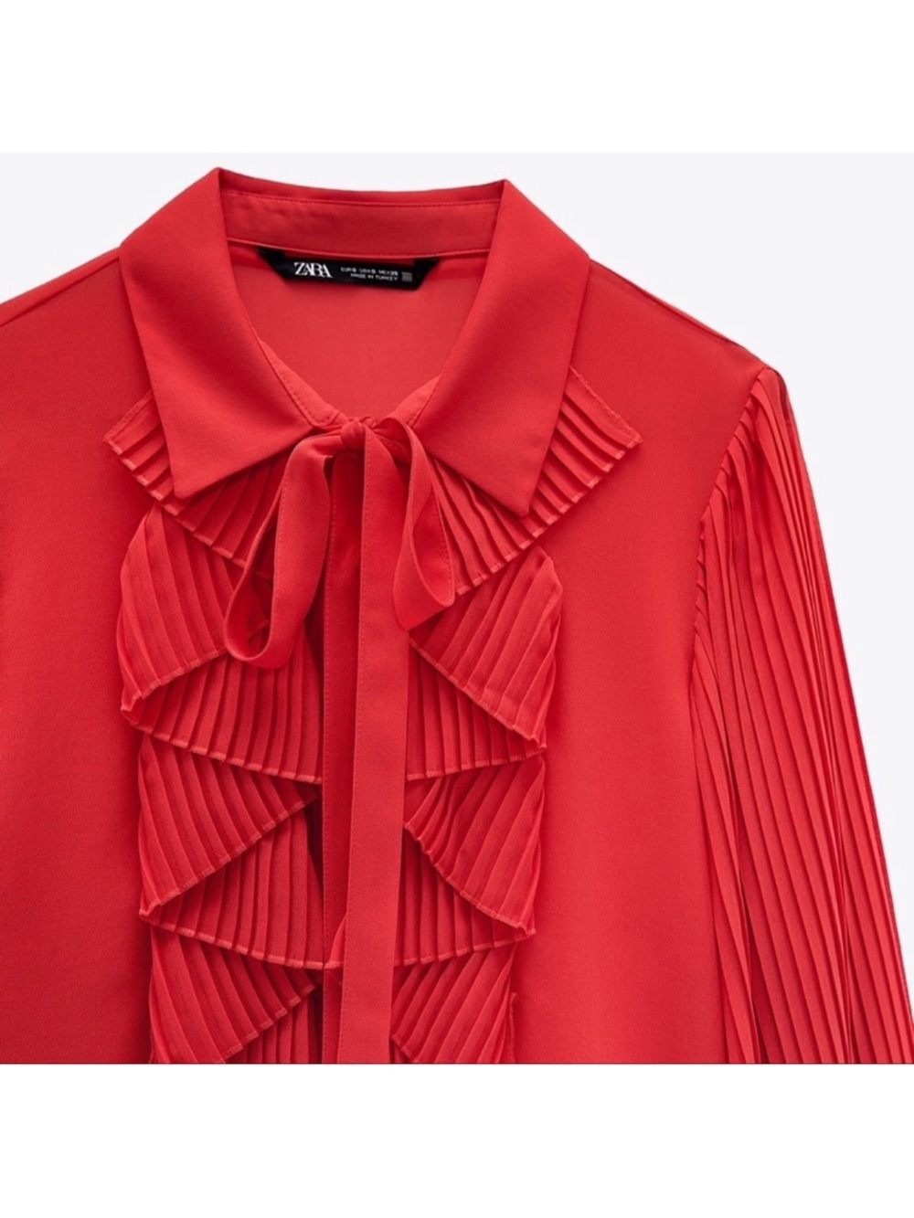 Zara Red Ruffle Flow Blouse - Picture 5 of 10